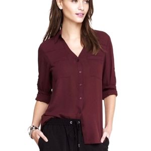 Express Portofino Shirt Burgundy XS Slim Fit